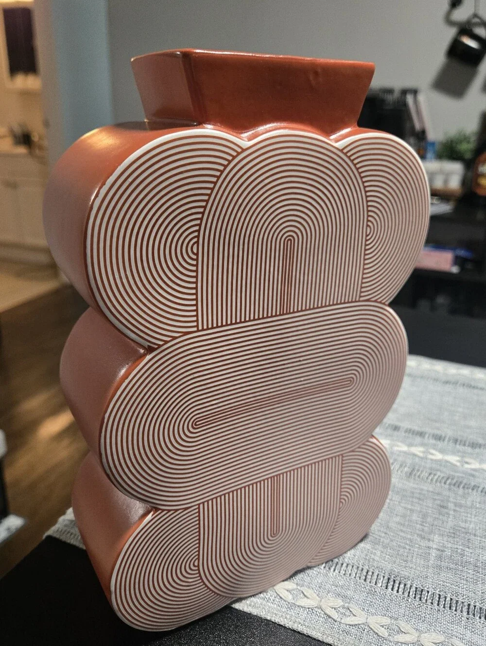 Jonathan Adler Vase in Orange and White, Terracotta